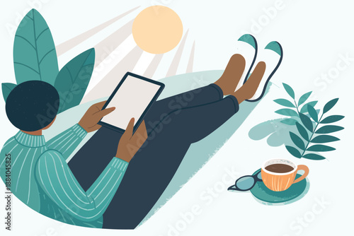 Tablet Reading Relaxed Digital Weekend Ill