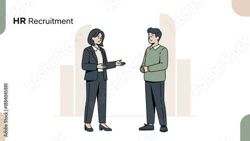 HR Recruitment Interview: Businesswoman and Man Discussing Job Opportunity