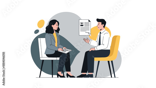 Job Interview - Candidate Discussing Resume with Recruiter