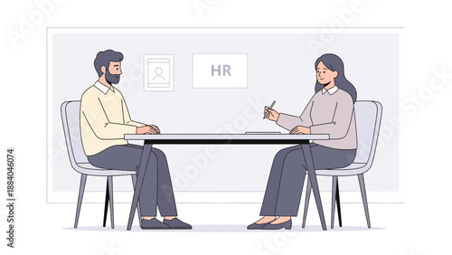 Job Interview: Applicant and HR Manager Discussing Career Opportunities