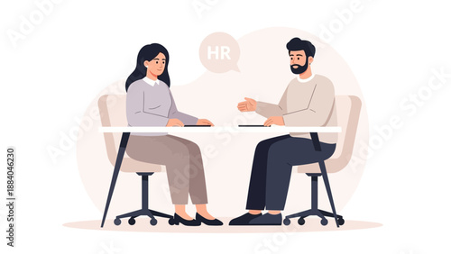Job Interview: HR Manager and Candidate Sitting at Desk Discussing Career