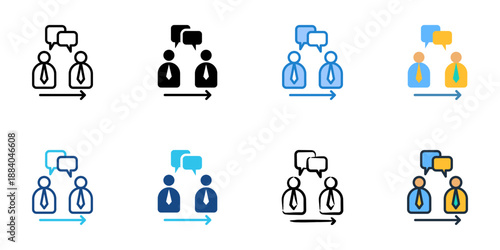 Exit interview icons set multiple style collection. Editable stroke 
