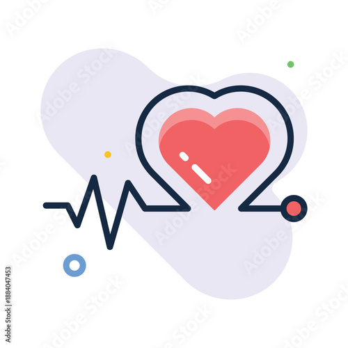 An amazing flat outline icon illustrating heartbeat and cardiac health