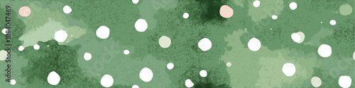 Watercolor green background featuring scattered white and light green polka dots pattern. Watercolor green background with scattered polka dots texture
