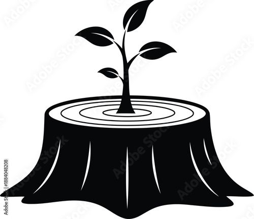 Growth from stump black and white Vector