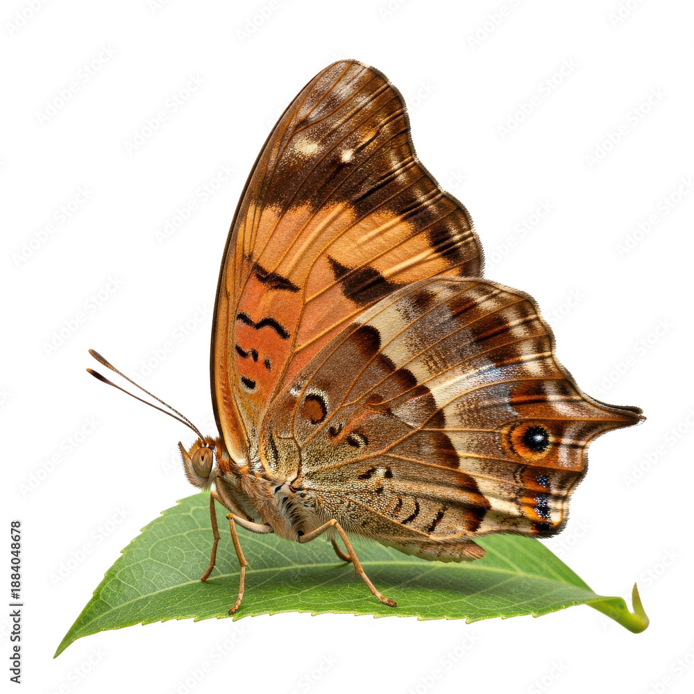 Fototapeta premium Detailed Butterfly Wing Macro on Green Leaf