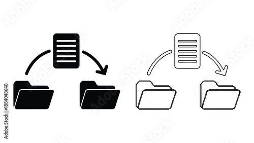 Two icons show a document being transferred between folders.