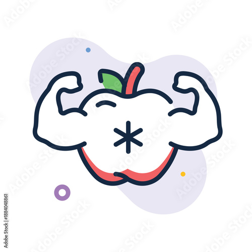 Flat outline icon representing healthy food lifestyle, customizable vector