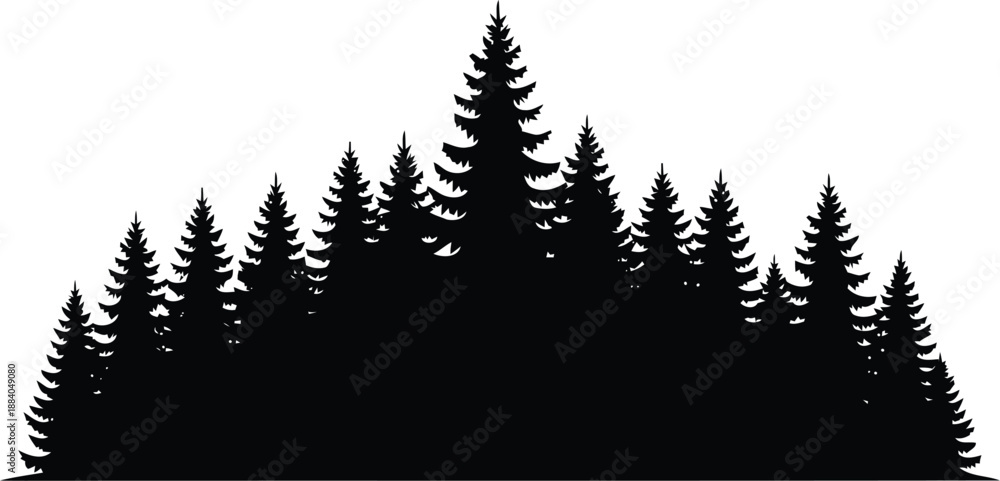 Fototapeta premium Forest silhouette black and white Vector