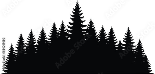 Forest silhouette black and white Vector