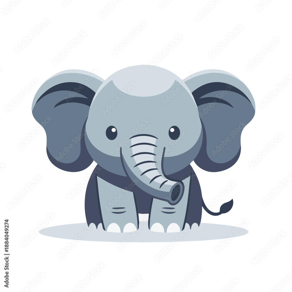 Fototapeta premium cute baby elephant , flat design, vector illustration, isolated on white backgrond