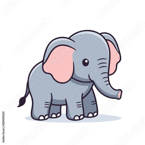cute baby elephant , flat design, vector illustration, isolated on white backgrond