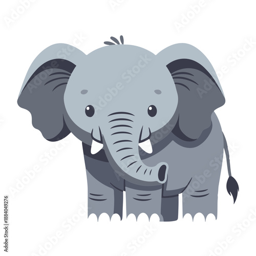 cute baby elephant , flat design, vector illustration, isolated on white backgrond