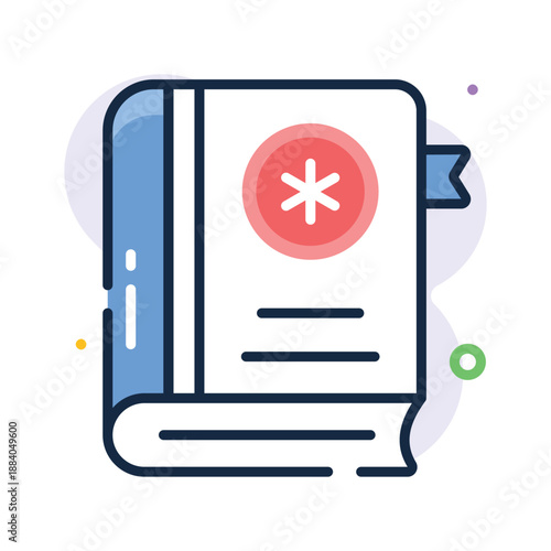 Medical reference book flat outline icon, healthcare education and knowledge