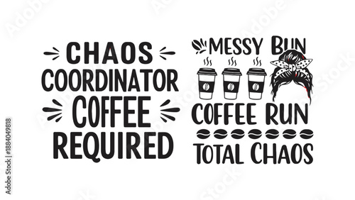 A graphic design bundle featuring coffee and chaos themed SVG files