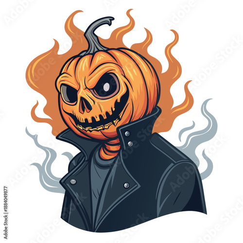 Pumpkin Skull Jack Lantern Character Ill