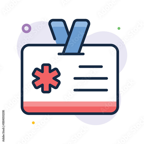 Patient medical identification card flat outline icon for healthcare records