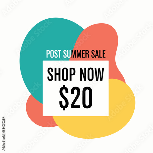 Summer sale vertical banner.  Summer vector background with tropical leaves and discount text for banners, cards, flyers, social media wallpapers. Top view of summer blue waves, swimming pool