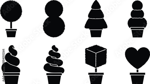 Modern topiary silhouette collection Vector
