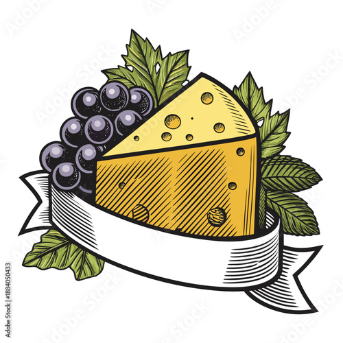 Retro Cheese Wheel Artisan Crest Vintage Emblem