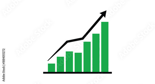 Green bar graph depicting growth and upward trend a sleek modern silhouette