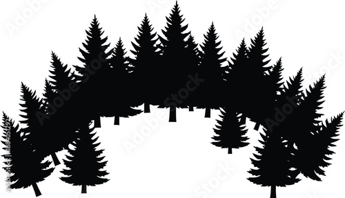 Pine tree arch silhouette Vector