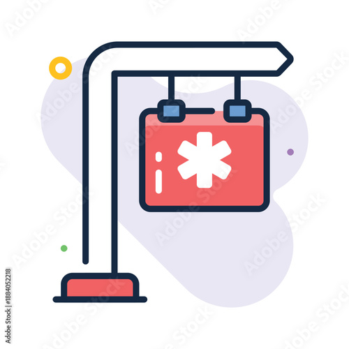 Trendy hospital medical signboard flat outline icon, healthcare facility navigation