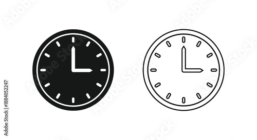 Two clocks displaying different times a bold graphic representation silhouette