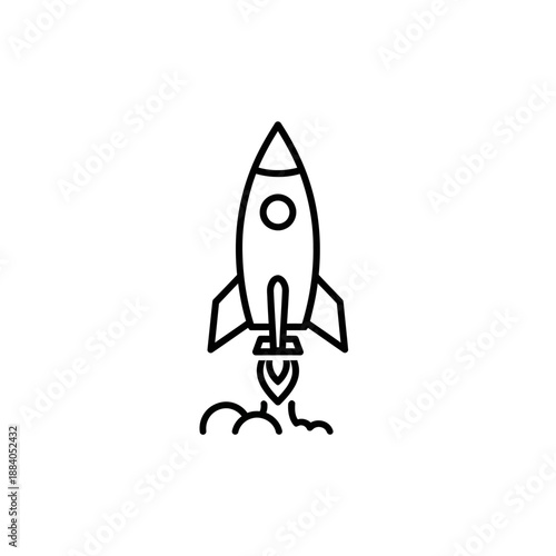 Minimalist Rocket Launch Icon with Smoke Trail