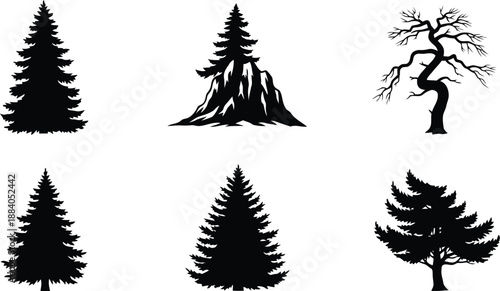 Tree silhouettes collection Vector