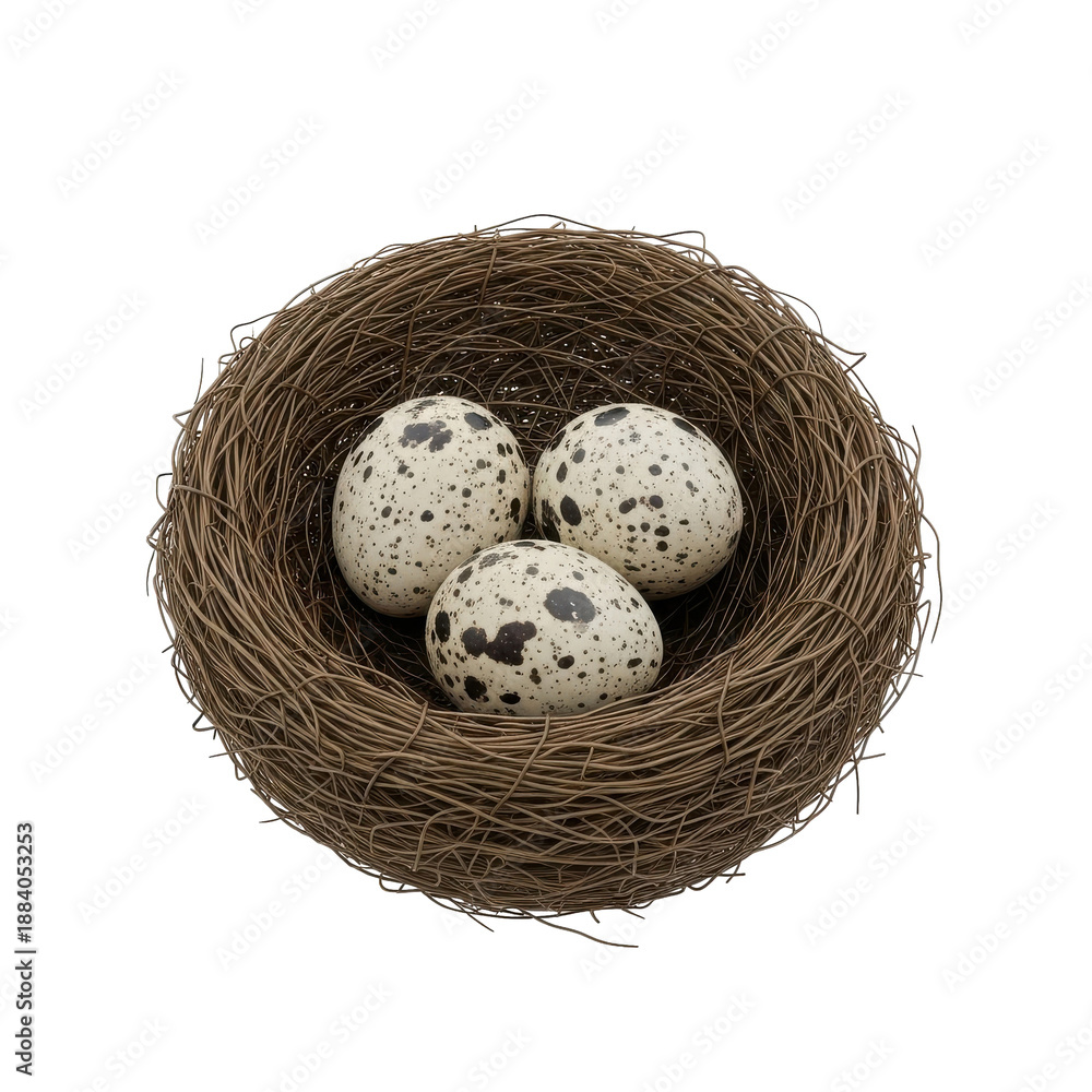 Obraz premium Three Speckled Eggs in Nest