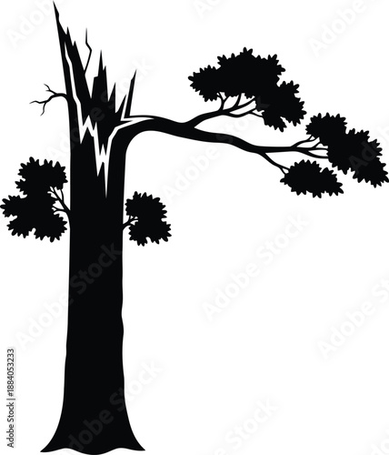 Silhouette of a broken tree Vector