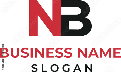 Modern NB letter logo template with business name and slogan clean corporate branding identity design isolated on white background vector