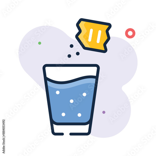 Medicine sachet intake flat outline icon, oral healthcare treatment dosage