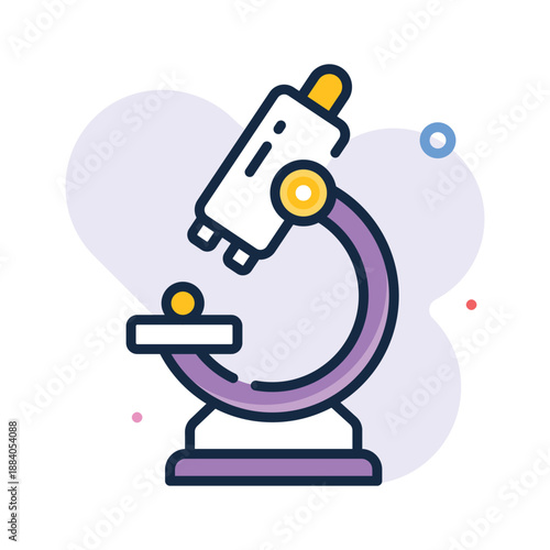 Scientific medical research, laboratory microscope flat outline vector design