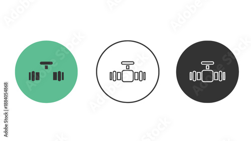 A set of three dumbbell icons in different colors and styles