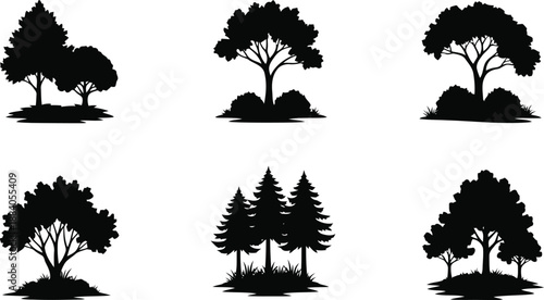 Tree silhouettes collection Vector
