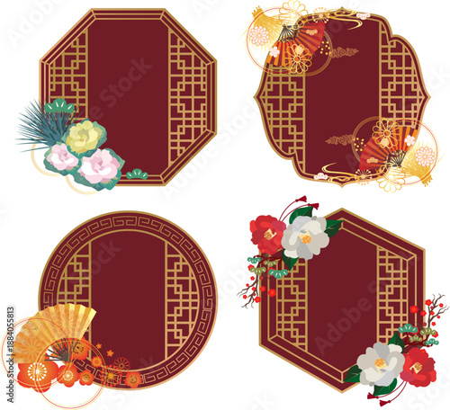 中華風フレーム飾り枠背景