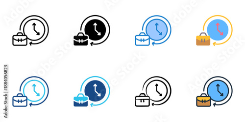 Overtime icons set multiple style collection. Editable stroke 

