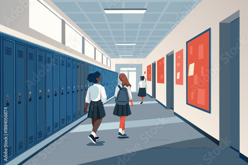 School Corridor Lockers Education