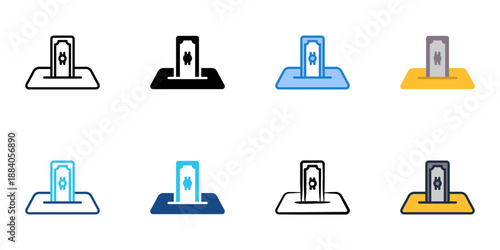 Direct deposit icons set multiple style collection. Editable stroke 
