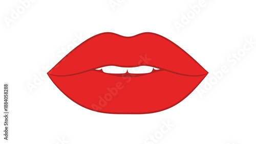 Vibrant Red Lips with White Teeth