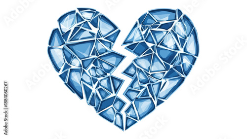Frozen Heart Broken Symbol Isolated White Background