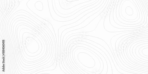 Abstract topo contour map on white background, topographic contour lines map seamless pattern, topographic map, geographic mountain relief diagram line wave carve pattern.