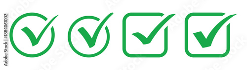 Hand drawing green tick mark icon on white background. Digital hand drawing check mark vector set. Vector illustration. EPS 10