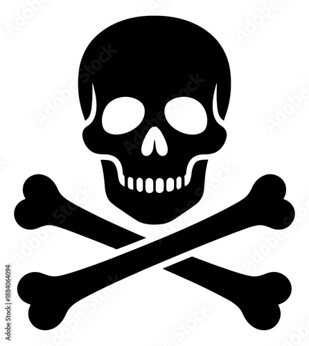 Classic graphic illustration of a skull and crossbones depicting a warning symbol for danger