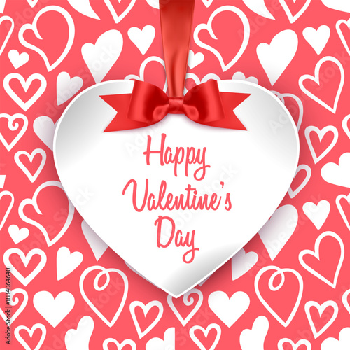 Happy Valentine's Day greeting card, Cute love sale flyer template, poster, label, ad, copy space vector illustration