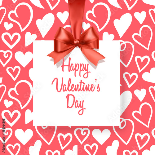 Happy Valentine's Day greeting card, Cute love sale flyer template, poster, label, ad, copy space vector illustration