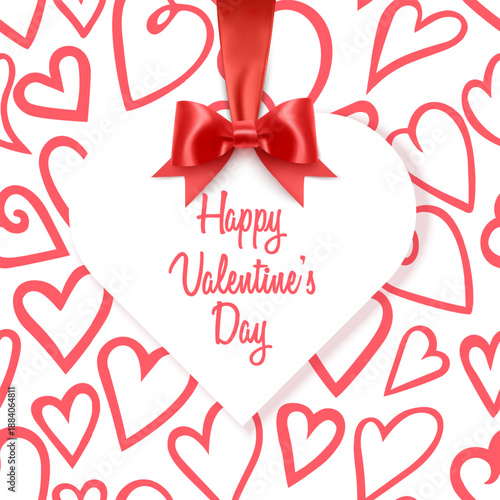 Happy Valentine's Day greeting card, Cute love sale flyer template, poster, label, ad, copy space vector illustration