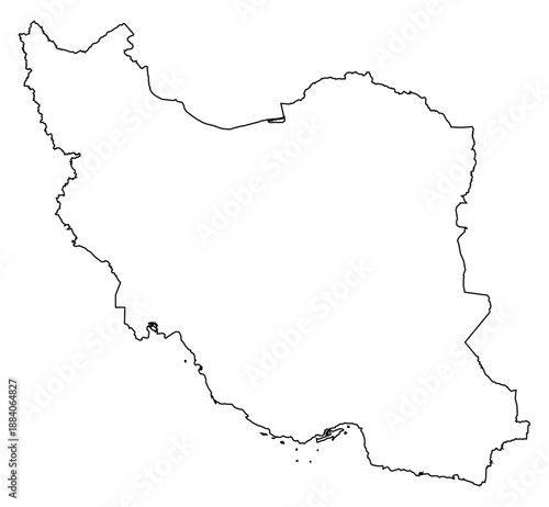 Black Outline Iran Map Asian Country